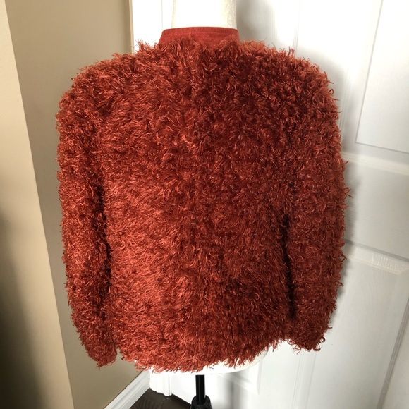 Guess fire orange-red fuzzy jacket - Picture 6 of 9